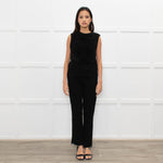 Ganni Black Lurex Tie Neck Sleeveless Knitted Top