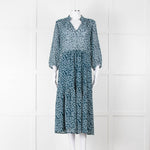 Ba&sh Blue Leaf Print Midi Dress