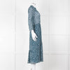 Ba&sh Blue Leaf Print Midi Dress