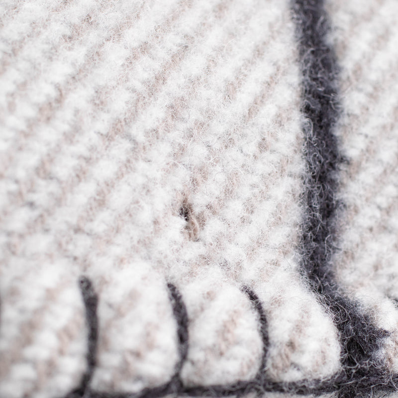 Hermes Avalon Black and Taupe Check Cashmere Cushion