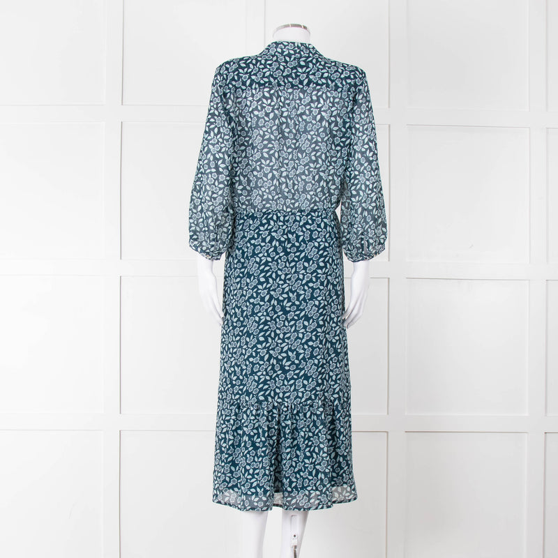 Ba&sh Blue Leaf Print Midi Dress