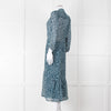 Ba&sh Blue Leaf Print Midi Dress