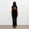 Ganni Black Lurex Tie Neck Sleeveless Knitted Top