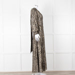 Me + Em Black Gold Long Sleeve Belted Maxi Dress
