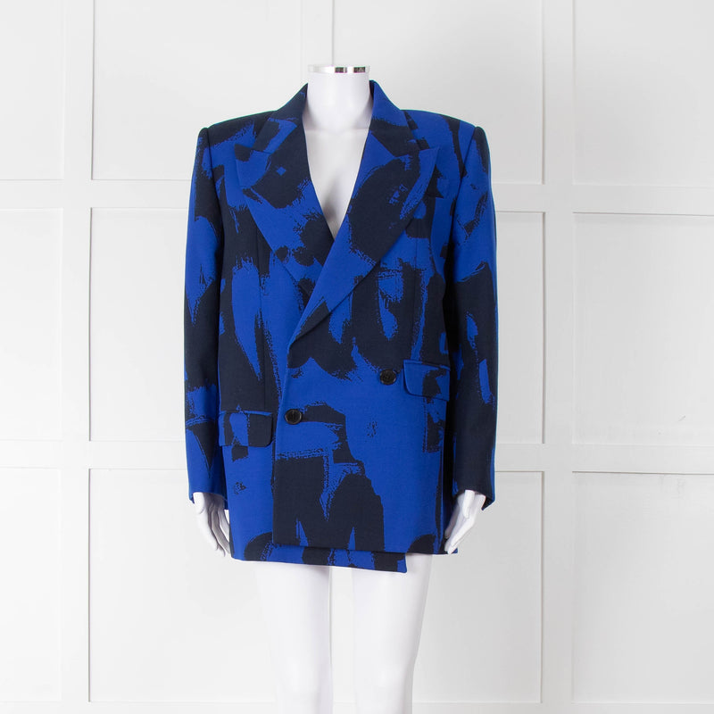 Alexander McQueen Cobalt Blue and Black Graffiti Blazer