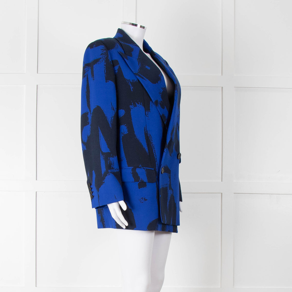 Alexander McQueen Cobalt Blue and Black Graffiti Blazer