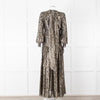 Me + Em Black Gold Long Sleeve Belted Maxi Dress