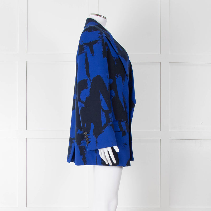 Alexander McQueen Cobalt Blue and Black Graffiti Blazer