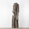 Me + Em Black Gold Long Sleeve Belted Maxi Dress