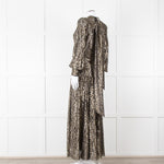 Me + Em Black Gold Long Sleeve Belted Maxi Dress