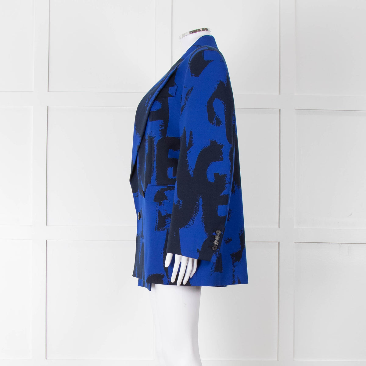 Alexander McQueen Cobalt Blue and Black Graffiti Blazer