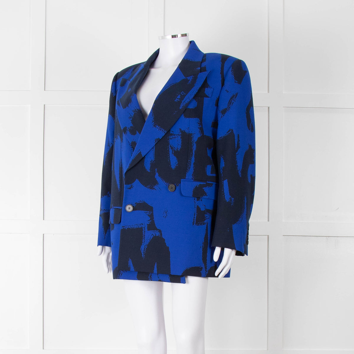 Alexander McQueen Cobalt Blue and Black Graffiti Blazer