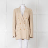Joseph Beige Long Line Linen Blazer with Split Cuffs