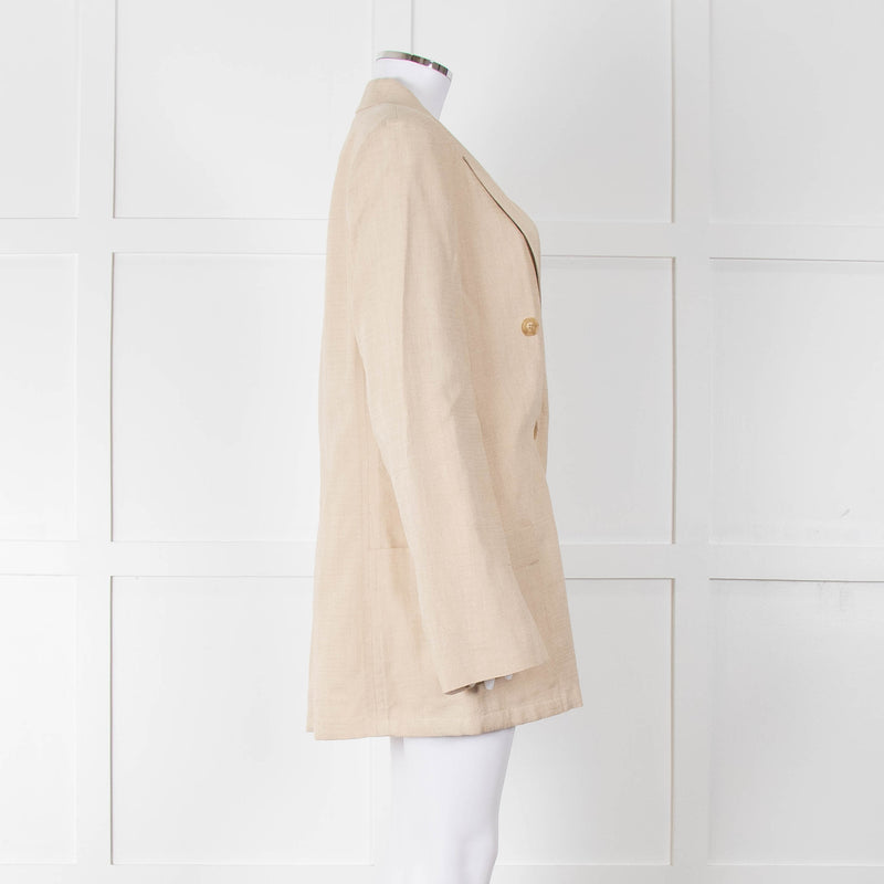 Joseph Beige Long Line Linen Blazer with Split Cuffs