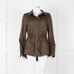 Me + Em Khaki Satin Gold Button Jacket