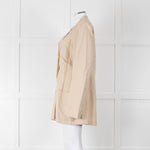 Joseph Beige Long Line Linen Blazer with Split Cuffs
