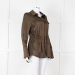 Me + Em Khaki Satin Gold Button Jacket