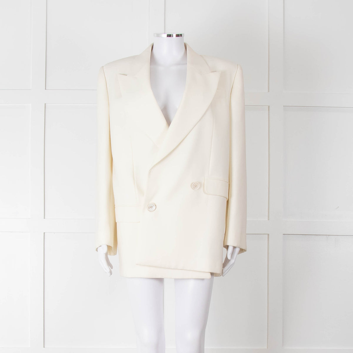 Alexander McQueen Cream Asymmetric Exaggerated Shoulder Blazer