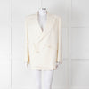 Alexander McQueen Cream Asymmetric Exaggerated Shoulder Blazer