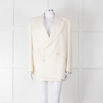 Alexander McQueen Cream Asymmetric Exaggerated Shoulder Blazer