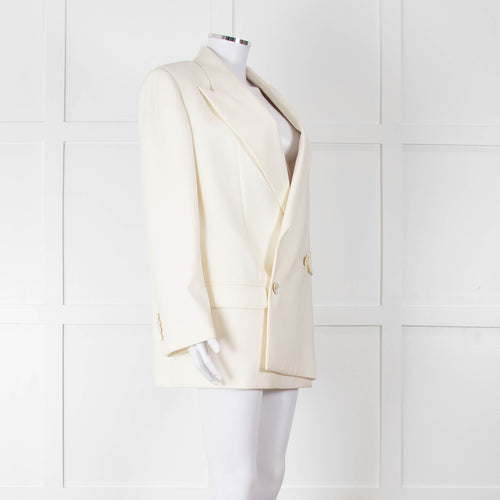 Alexander McQueen Cream Asymmetric Exaggerated Shoulder Blazer