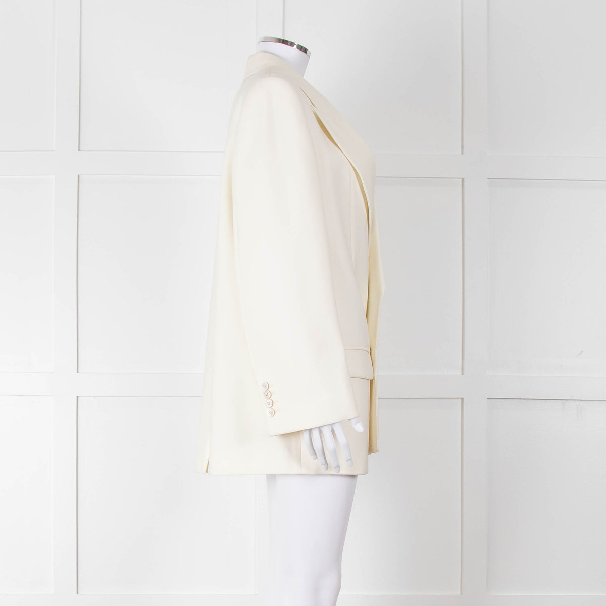 Alexander McQueen Cream Asymmetric Exaggerated Shoulder Blazer