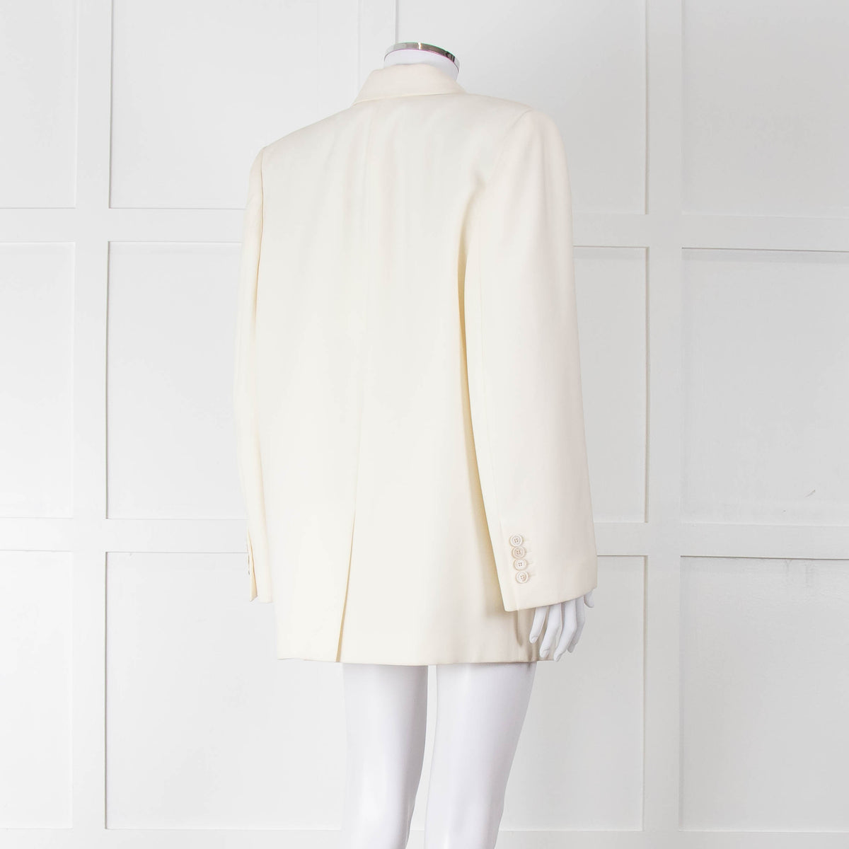 Alexander McQueen Cream Asymmetric Exaggerated Shoulder Blazer