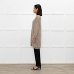 N.Peal Light Brown Cashmere Front Pocket Long Sweater