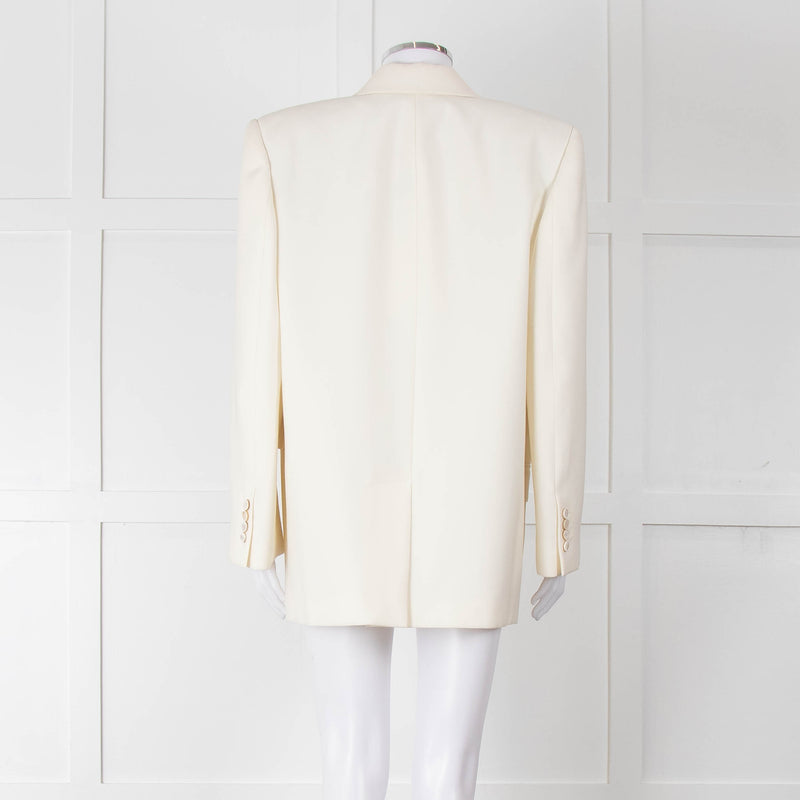 Alexander McQueen Cream Asymmetric Exaggerated Shoulder Blazer