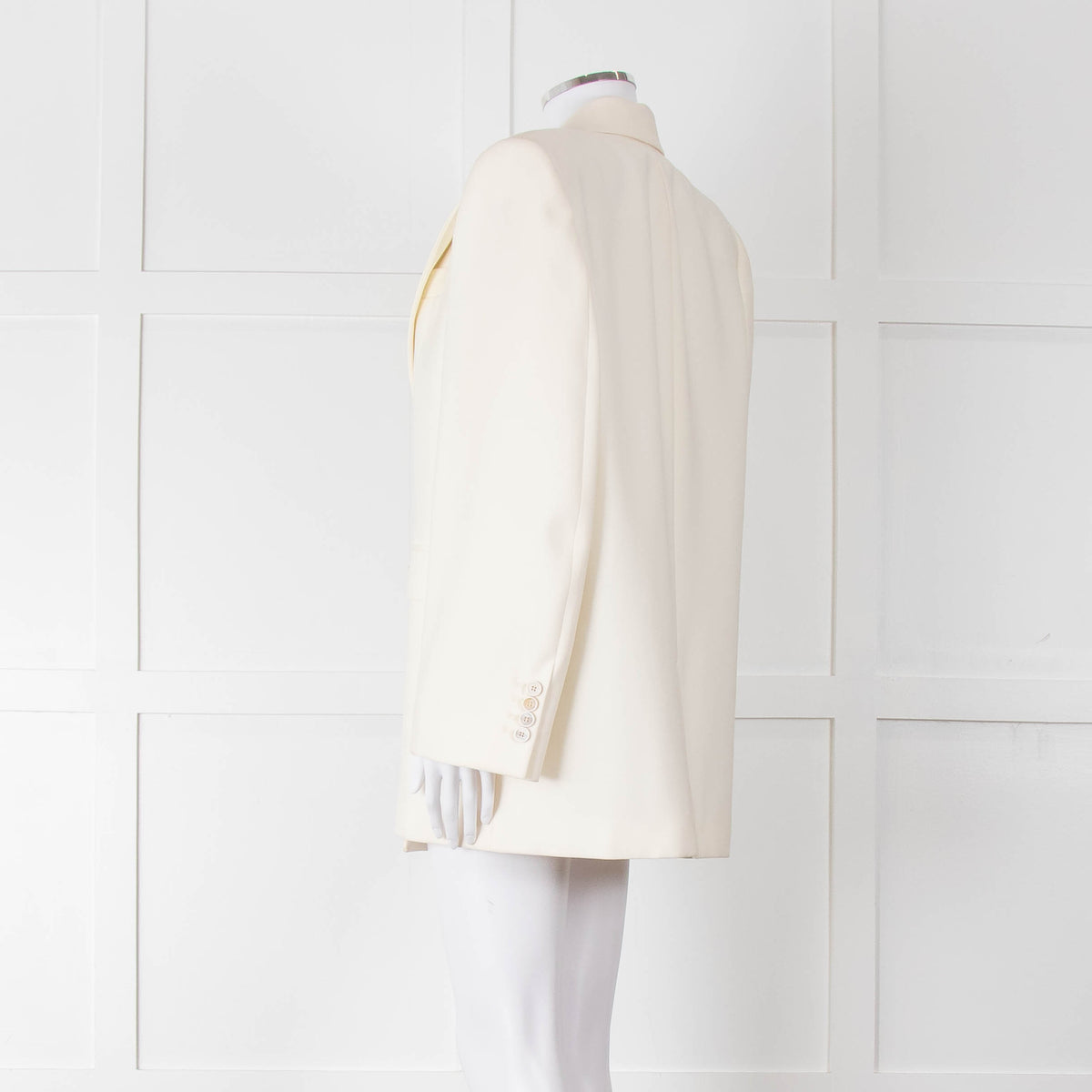 Alexander McQueen Cream Asymmetric Exaggerated Shoulder Blazer