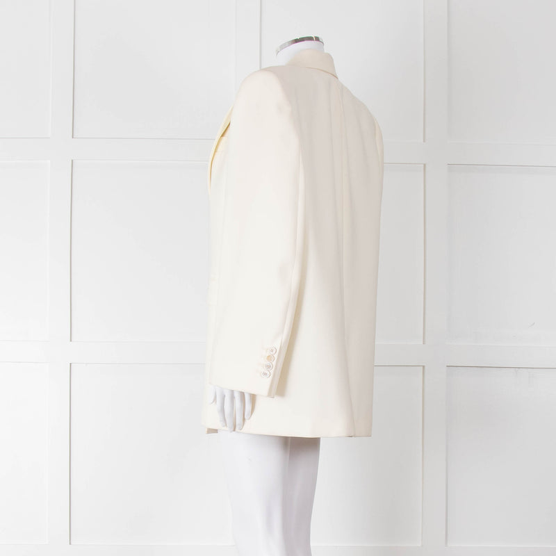 Alexander McQueen Cream Asymmetric Exaggerated Shoulder Blazer