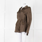 Me + Em Khaki Satin Gold Button Jacket