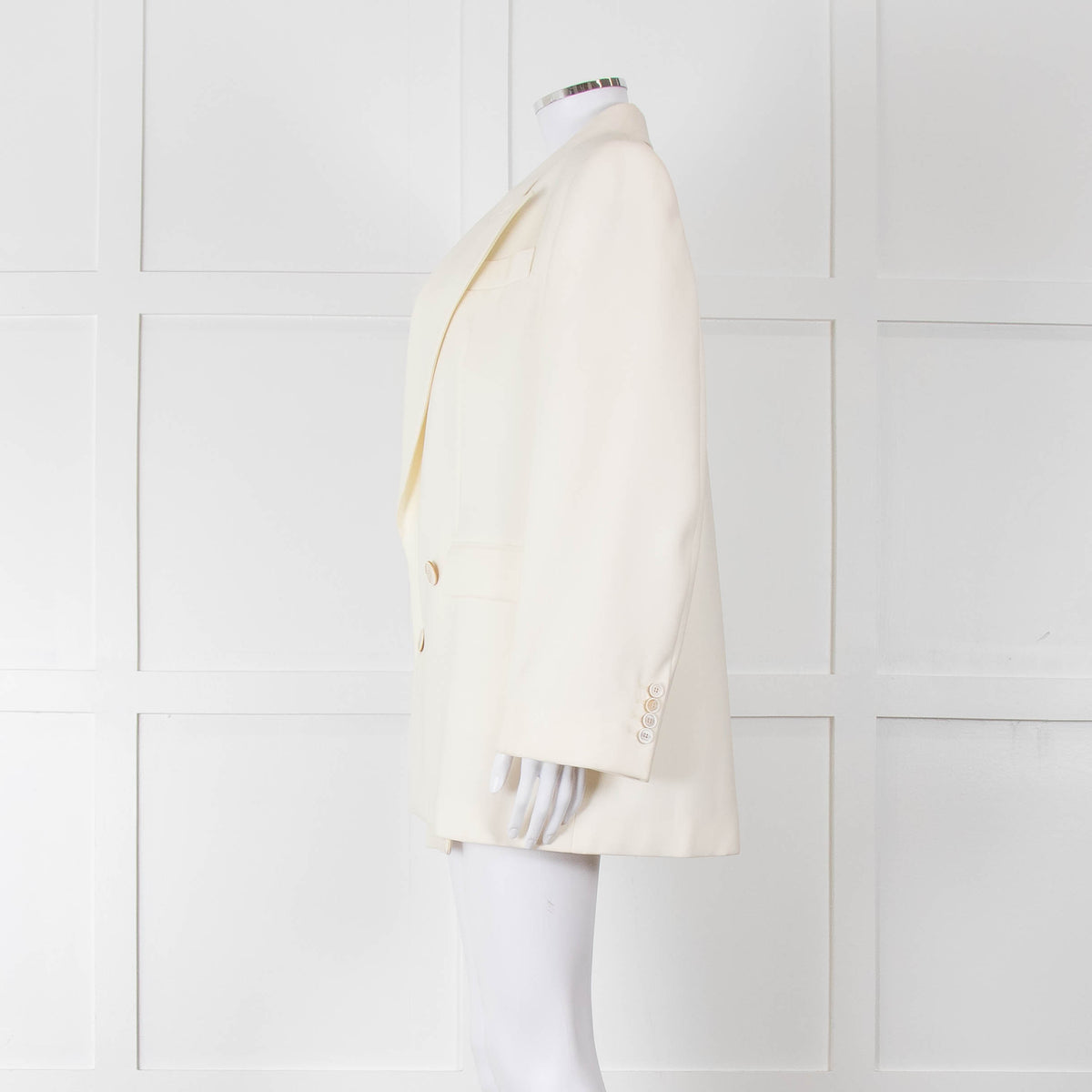 Alexander McQueen Cream Asymmetric Exaggerated Shoulder Blazer