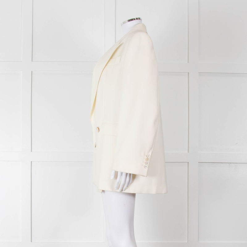 Alexander McQueen Cream Asymmetric Exaggerated Shoulder Blazer