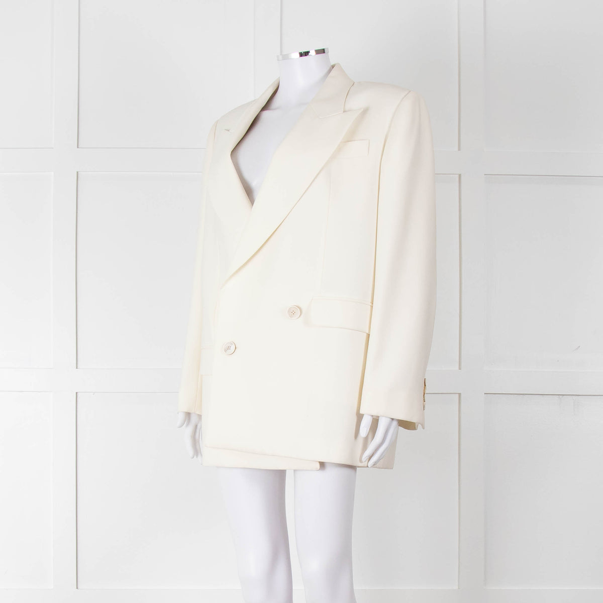 Alexander McQueen Cream Asymmetric Exaggerated Shoulder Blazer
