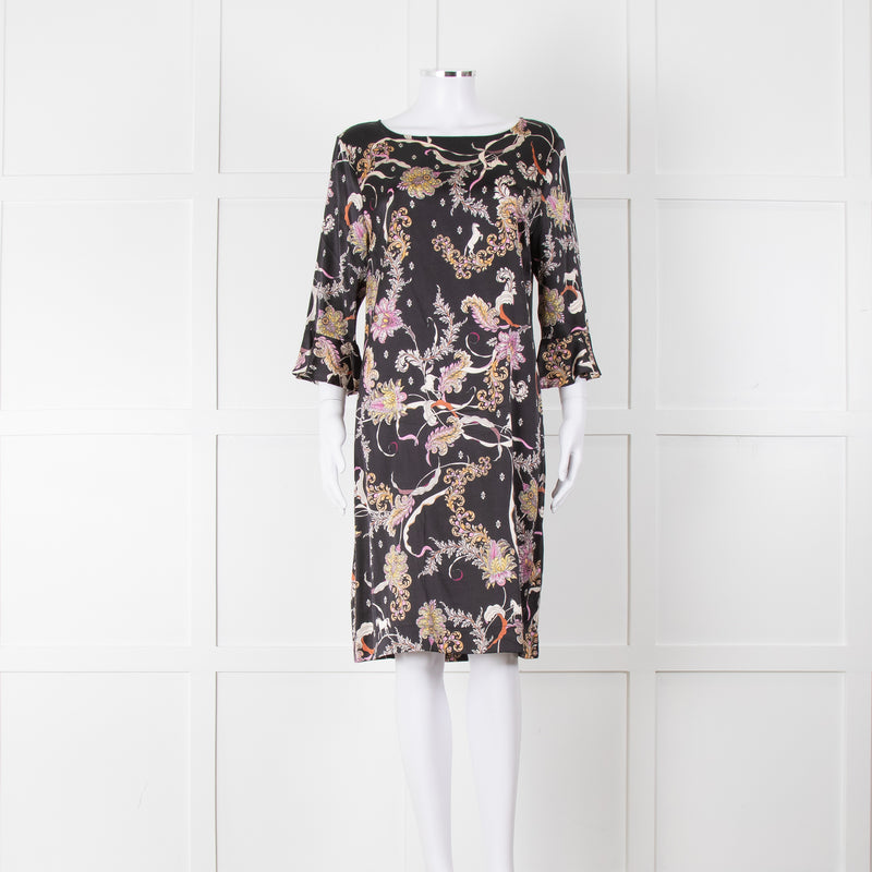 Joyce & Girls Black Multi Pattern Silk Dress