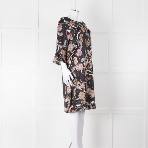 Joyce & Girls Black Multi Pattern Silk Dress