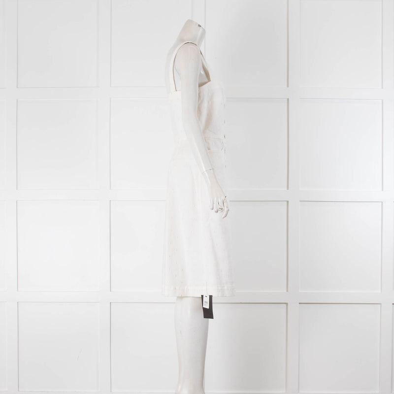 Stella McCartney Cream Denim Sleeveless Dress With Embroidery Stars