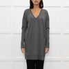 Joseph Grey V-Neck Wool Blend Fine Knit Long Jumper