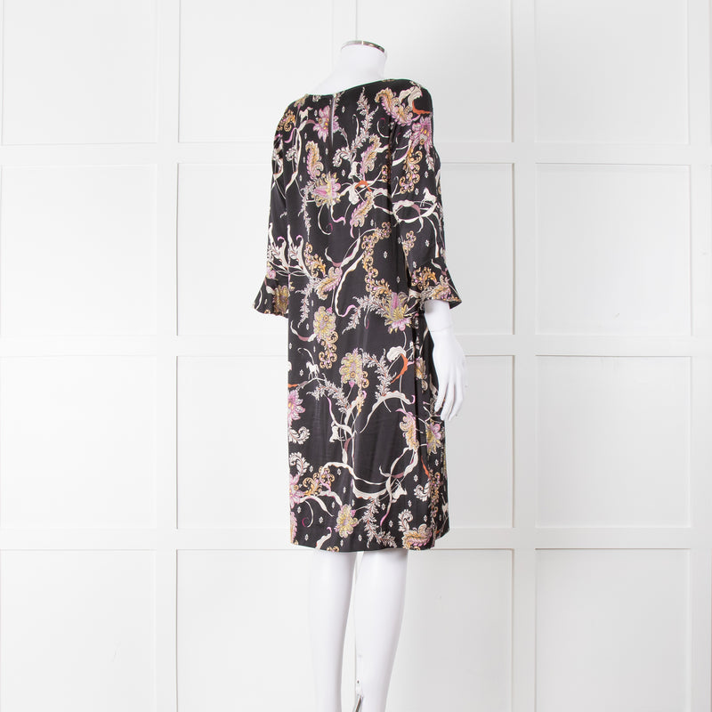 Joyce & Girls Black Multi Pattern Silk Dress