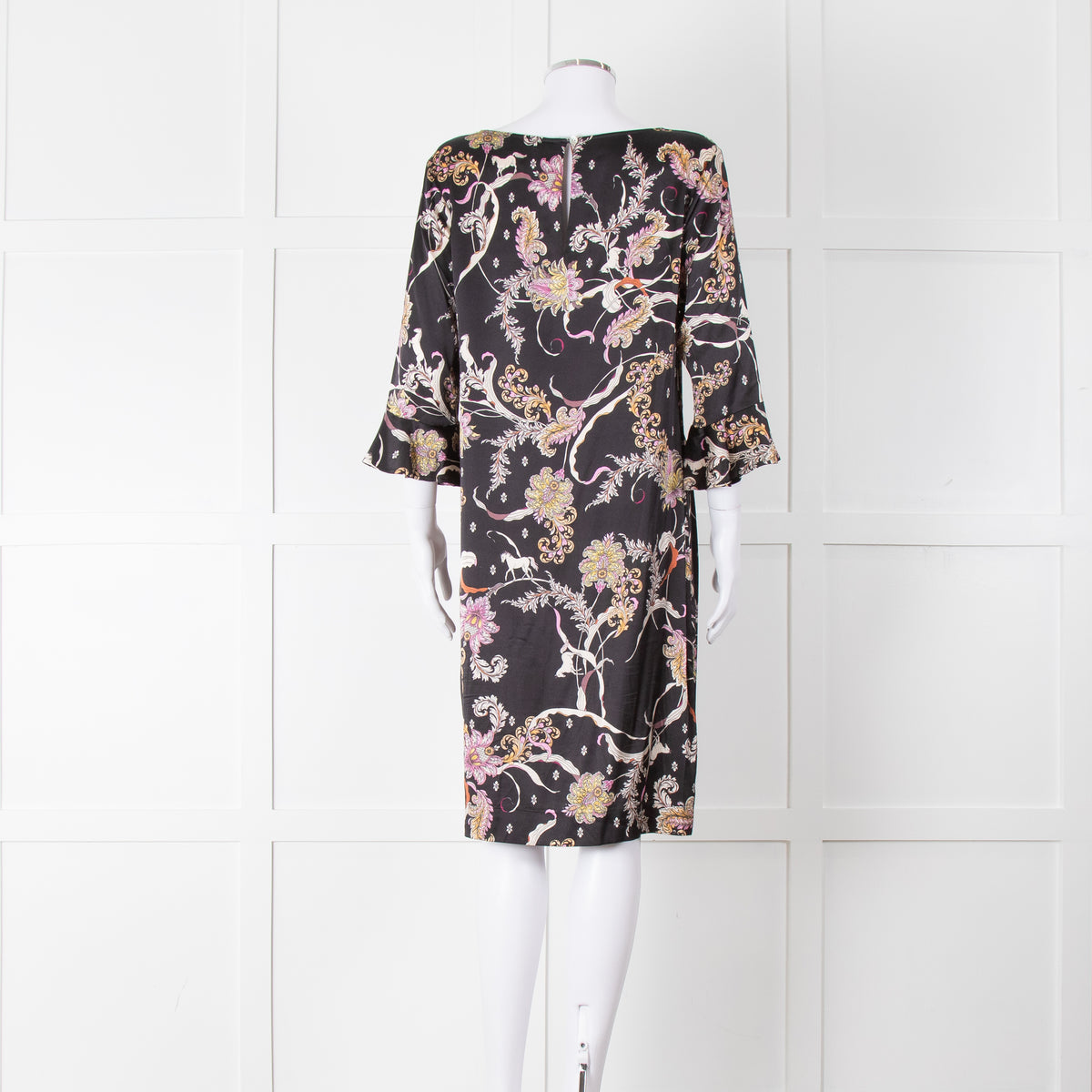 Joyce & Girls Black Multi Pattern Silk Dress
