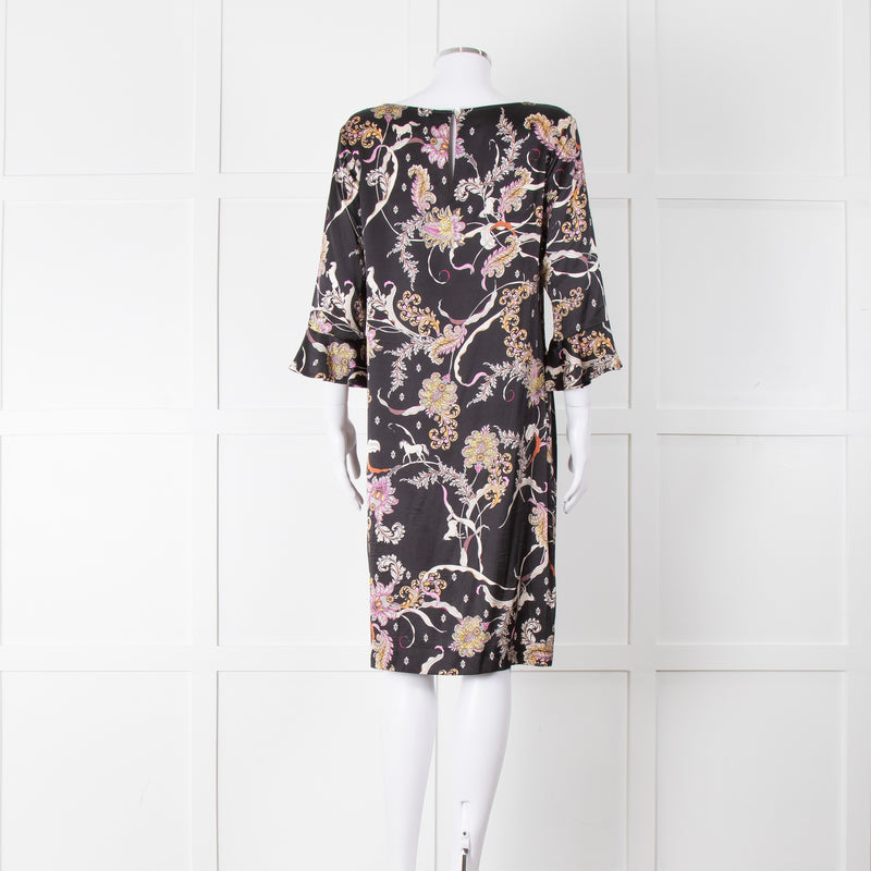 Joyce & Girls Black Multi Pattern Silk Dress