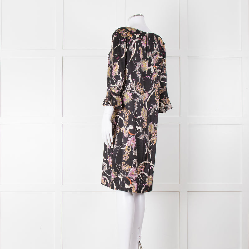 Joyce & Girls Black Multi Pattern Silk Dress