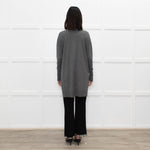 Joseph Grey V-Neck Wool Blend Fine Knit Long Jumper