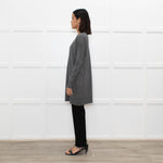 Joseph Grey V-Neck Wool Blend Fine Knit Long Jumper