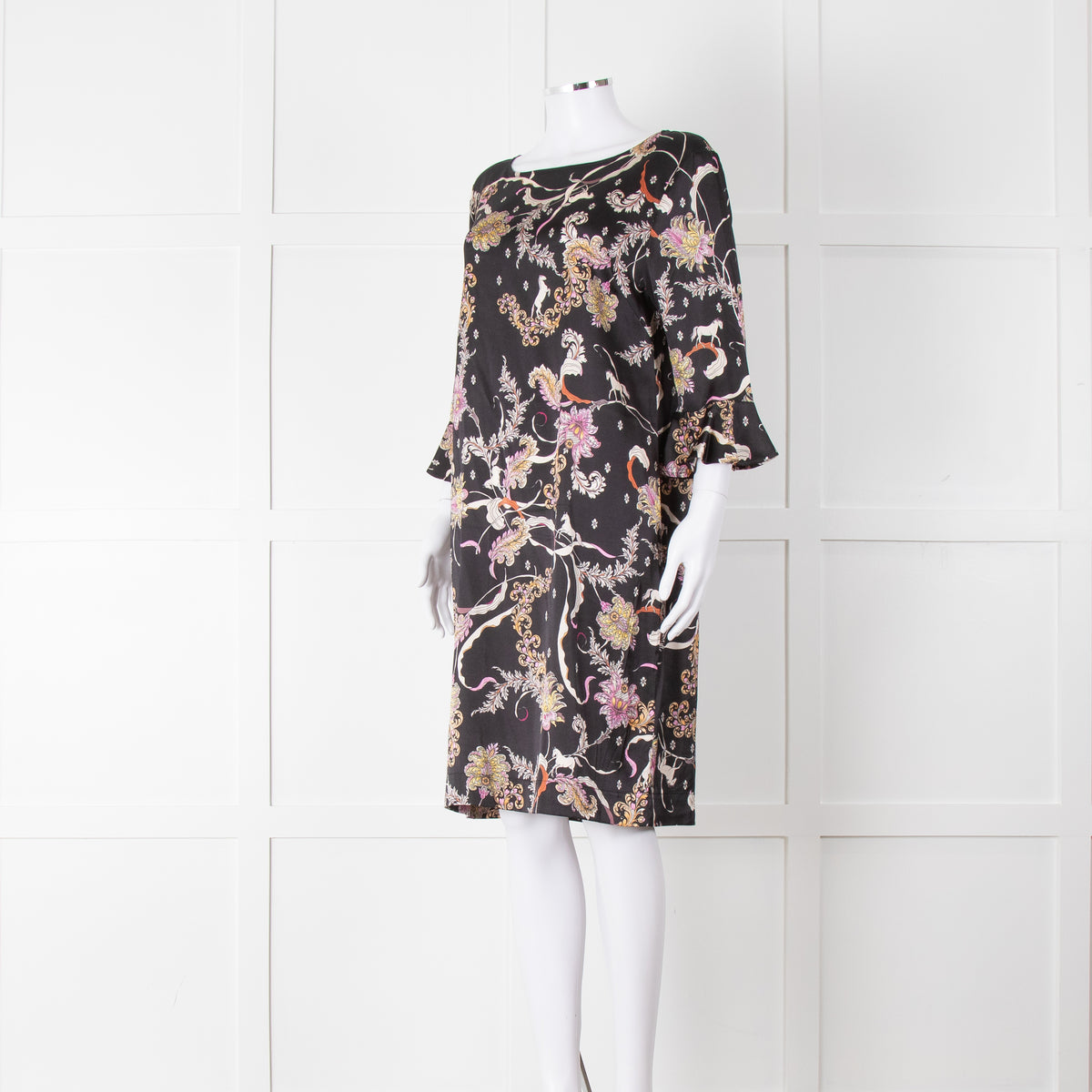 Joyce & Girls Black Multi Pattern Silk Dress