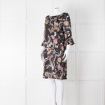 Joyce & Girls Black Multi Pattern Silk Dress