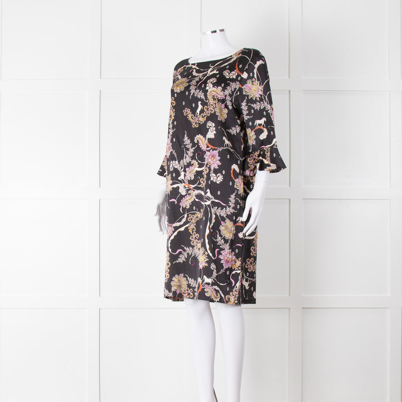 Joyce & Girls Black Multi Pattern Silk Dress