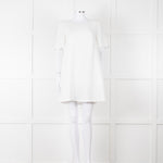 Sezane Ivory Scalloped Lace Trim Short Sleeved Dress