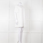 Sezane Ivory Scalloped Lace Trim Short Sleeved Dress